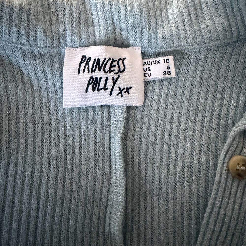 Princess Polly Light Blue Ribbed Romper - Picture 3 of 3